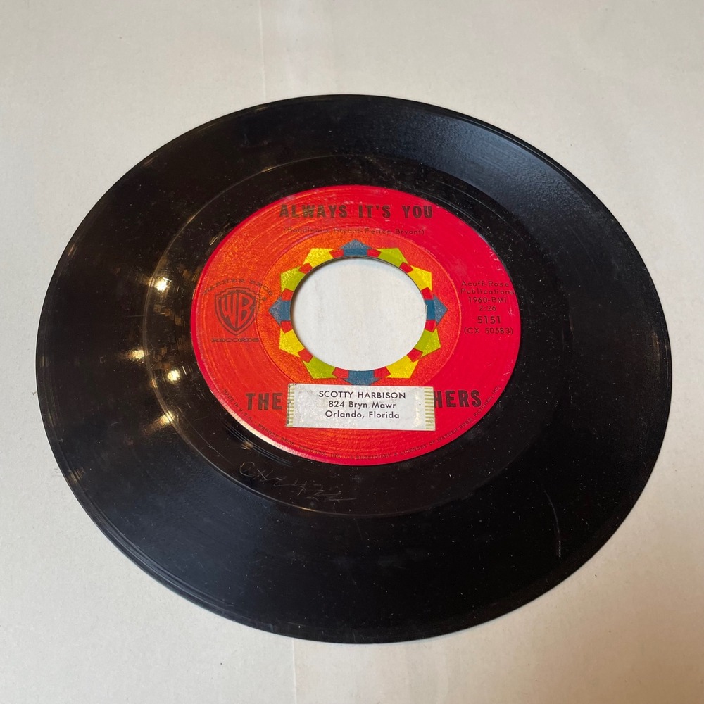 The Brothers 45 RPM Vinyl Record Always Its‎ You Cathys Clown Warner Bros